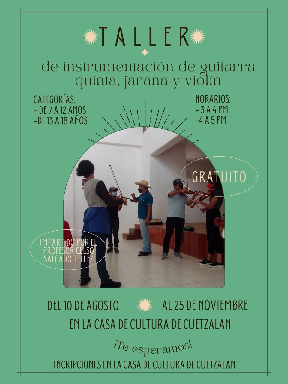 Casa de la Cultura de Cuetzalan impartirá taller gratuito de Instrumentación de guitarra quinta, jarana y violín