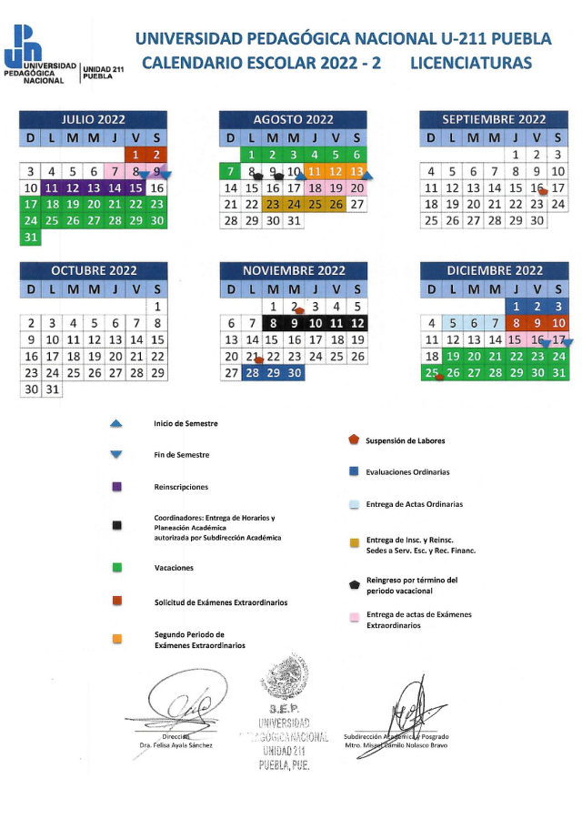 Calendario UPN 211 Esferas Pedagógicas 2024